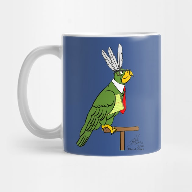 Oscar the Catoon Parrot as a Secretary Bird by Laughing Parrot